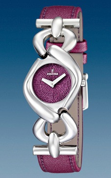 Festina bracelet de montre F16545-3 Cuir Pourpre + coutures  violettes