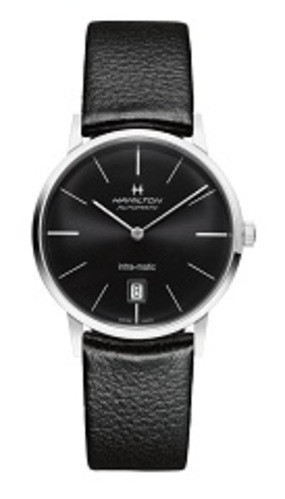 Bracelet de montre Hamilton H001.38.455.731.11 / H384551 Cuir Noir 20mm