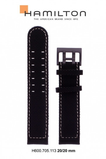 Bracelet de montre Hamilton H705751 / H001.70.575.733.11 / H600.705.113 Cuir/Textile Noir 20mm