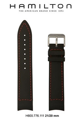 Bracelet de montre Hamilton H776350 / H001.77.635.333.01 Cuir Noir 21mm