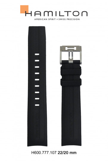Bracelet de montre Hamilton H76714335 Caoutchouc Noir 22mm