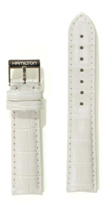 Bracelet de montre Hamilton H690323124 / H323510 / H323810 / Cuir Blanc 18mm