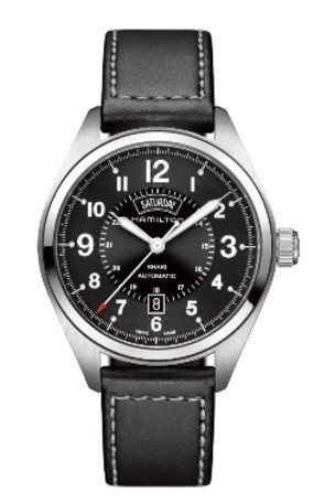 Bracelet de montre Hamilton H705050 / H001.70.505.733.01 Cuir Noir 20mm
