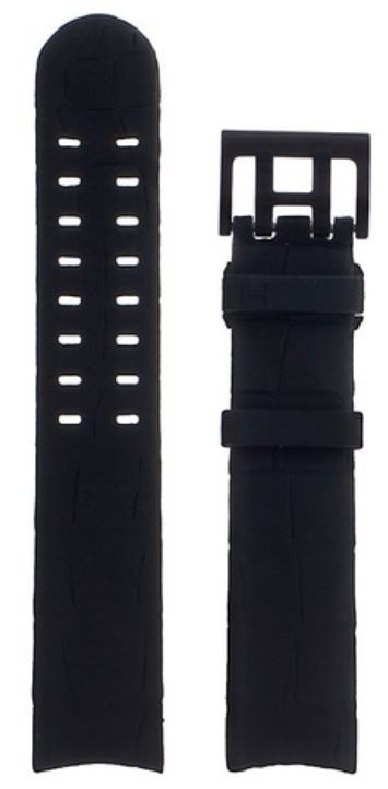 Bracelet de montre Hamilton H691776131 / H776720 / H776820 / Khaki Navy Caoutchouc Noir 21mm