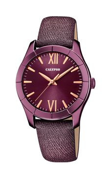 Bracelet de montre Calypso K5718/5 Cuir Pourpre 17mm