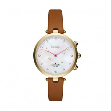Bracelet de montre Montre intelligente Kate Spade New York KST23203 Cuir Brun 12mm