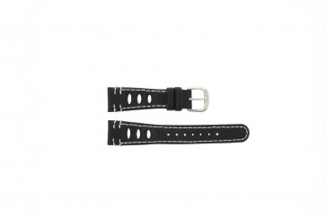 Lorus bracelet de montre 19x14 Cuir Noir 19mm + coutures blanches