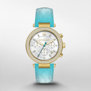 Bracelet de montre Michael Kors MK7227 Cuir Bleu