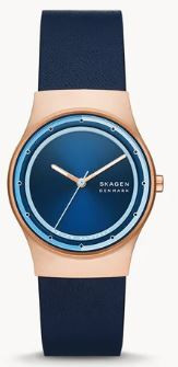 Bracelet de montre Skagen SKW3021 Cuir Bleu 18mm