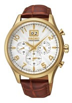 Bracelet de montre Seiko SPC088P1 / 7T04-0AE0 Cuir Cognac 20mm