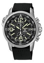 Bracelet de montre Seiko V172-0AL0 / SSC135P1 Cuir/Textile Noir