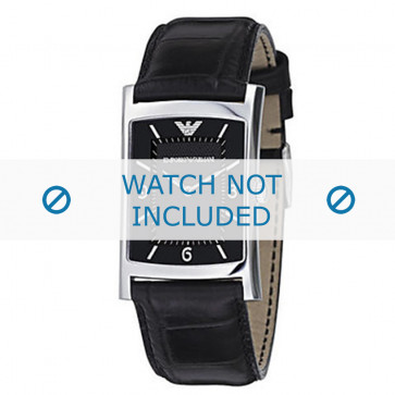Armani bracelet de montre AR-0147 Cuir croco Noir 22mm 