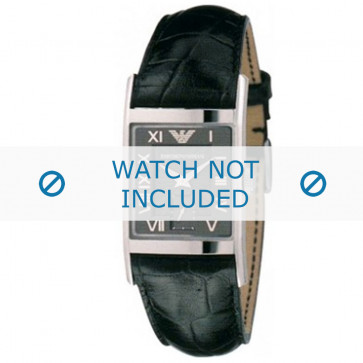 Armani bracelet de montre AR-0247XL Cuir croco Noir 22mm 