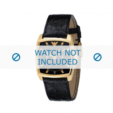 Armani bracelet de montre AR-0308 Cuir croco Noir 22mm 