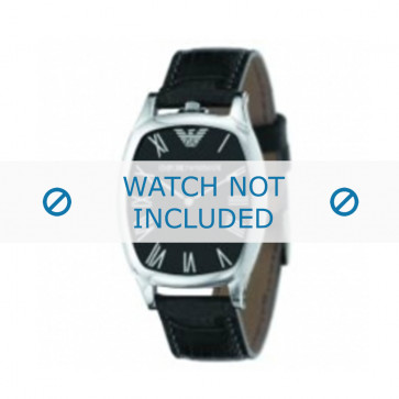 Armani bracelet de montre AR-2402 Cuir croco Noir 19mm 