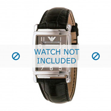 Armani bracelet de montre AR0423 Cuir Noir 22mm + coutures noires