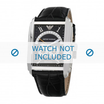 Armani bracelet de montre AR4204 Cuir Noir 26mm + coutures noires