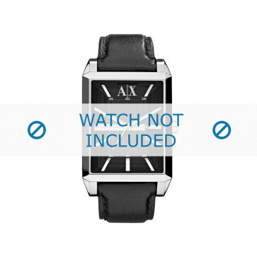 Armani bracelet de montre AX-2113 Cuir Noir 24mm + coutures noires