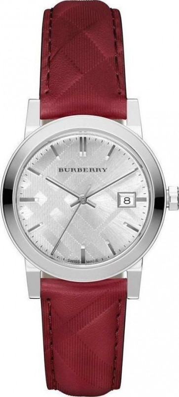 Bracelet de montre Burberry bu9152 Cuir Rouge