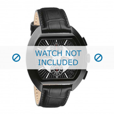 Bracelet de montre Dolce & Gabbana DW0214 Cuir croco Noir 22mm