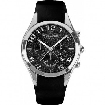 Jacques Lemans bracelet de montre 1-1264 / 1-1264G / Divine Cuir Noir 18mm
