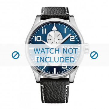 Hugo Boss bracelet de montre HB-88-1-14-2734 / HB1513084 Cuir Noir 24mm + coutures blanches