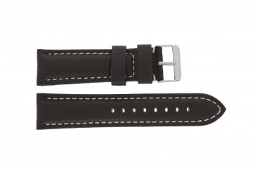 Bracelet de montre I038 XL Cuir Brun foncé 24mm + coutures blanches