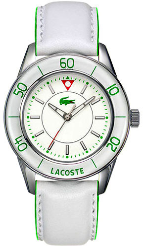 Lacoste bracelet de montre 2000558 / 2000559 Cuir Blanc 20mm + coutures blanches