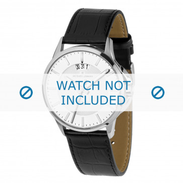 Jacques Lemans bracelet de montre 1-1540B Cuir Noir + coutures noires