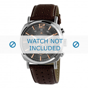 Jacques Lemans bracelet de montre 1-1645H Cuir Brun + coutures blanches