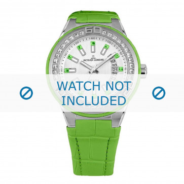 Jacques Lemans bracelet de montre 1-1776I Cuir Vert + coutures défaut