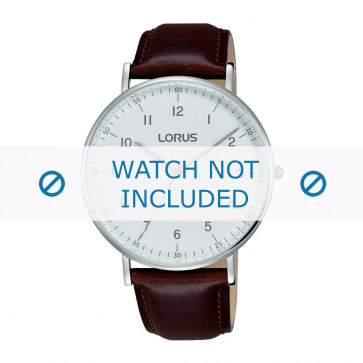 Lorus bracelet de montre VJ21 X071 / RH895BX9 Cuir Brun 20mm + coutures brunes