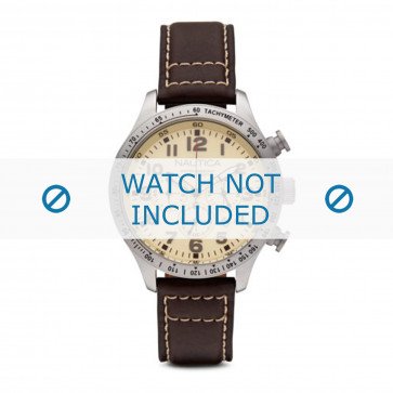 Nautica bracelet de montre A15537G Cuir Brun 22mm + coutures blanches