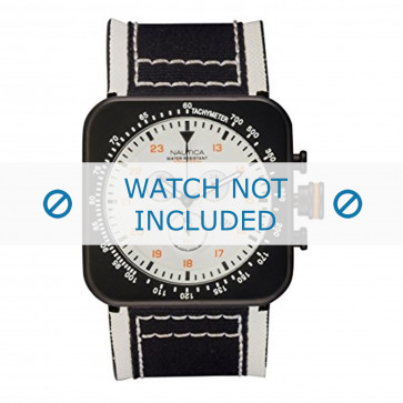 Nautica bracelet de montre A21501 Cuir Blanc + coutures blanches