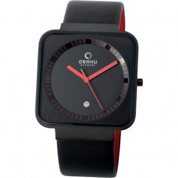 Bracelet de montre Obaku V139G-R Cuir Noir 22mm