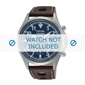 Pulsar bracelet de montre VS75-X001-PX5029X1 Cuir Brun 18mm + coutures blanches