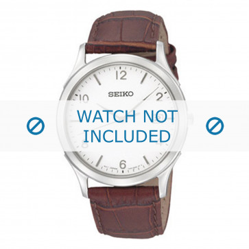 Seiko bracelet de montre 7N42-0DY0-SGEE09P1 Cuir croco Brun 20mm + coutures brunes