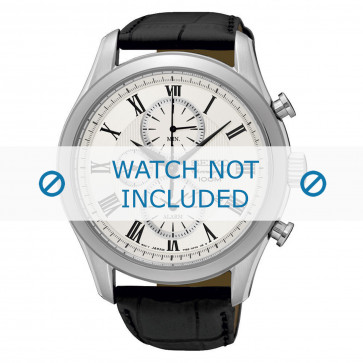 Bracelet de montre Seiko 7T62-0LJ0 / SNAF69P1 / SNAF71P1 / 4LD4JB Cuir croco Noir 22mm