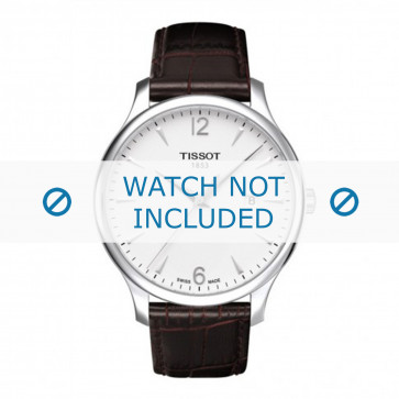 Tissot bracelet de montre T063.610.16.037.00 Cuir Brun foncé 20mm + coutures brunes