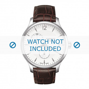 Tissot bracelet de montre T063.639.16.037.00 Cuir Brun foncé 20mm + coutures brunes