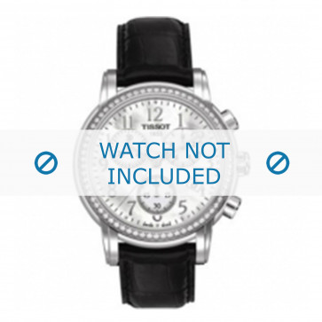Bracelet de montre Tissot T050.207.A Lady Heart Dressport - T610029086 Cuir croco Noir 16mm