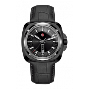 Bracelet de montre Rado 01.764.0171.3.115 / R070905710 Cuir Noir 27mm