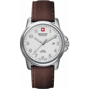 Swiss Military Hanowa bracelet de montre 06-4231-04-001 Cuir Brun 24mm + coutures brunes