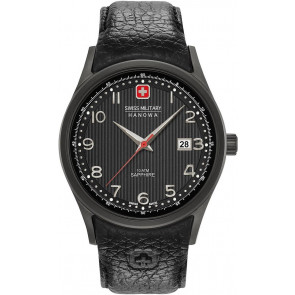 Bracelet de montre Swiss Military Hanowa 06-4286.13.007 Cuir Noir 22mm