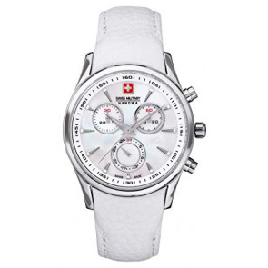 Bracelet de montre Swiss Military Hanowa 06.6156.04.001-87 Cuir Blanc 20mm