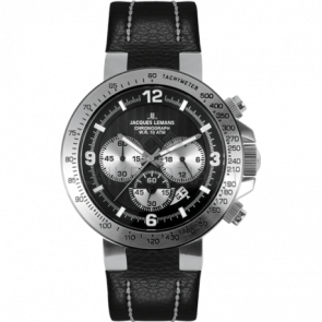 Bracelet de montre Jacques Lemans 1-1485 Cuir Noir 13mm