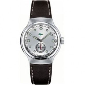 Lacoste bracelet de montre 2000329 / LC-09-3-14-0025 Cuir Noir 17mm + coutures blanches
