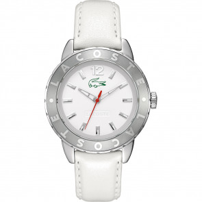 Lacoste bracelet de montre 2000667 / LC-54-3-27-2284 Cuir Blanc 18mm + coutures blanches