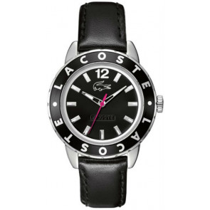 Lacoste bracelet de montre 2000671 / LC-54-3-27-2287 Cuir Noir 18mm + coutures noires