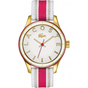 Lacoste bracelet de montre 2000770 / LC-66-3-44-2449 Cuir Multicolore 18mm + coutures blanches